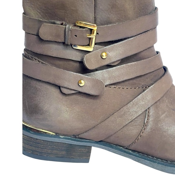 💥SALE💥STEVE MADDEN ALBANY BROWN LEATHER HARNESS EQUESTRIAN RIDING BOOTS SZ 7.5 - Picture 4 of 11
